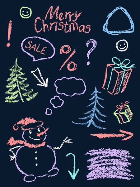 Crayon Noël Clip Art Symbole Comme Dessin Enfant Drôle Élément — Image vectorielle