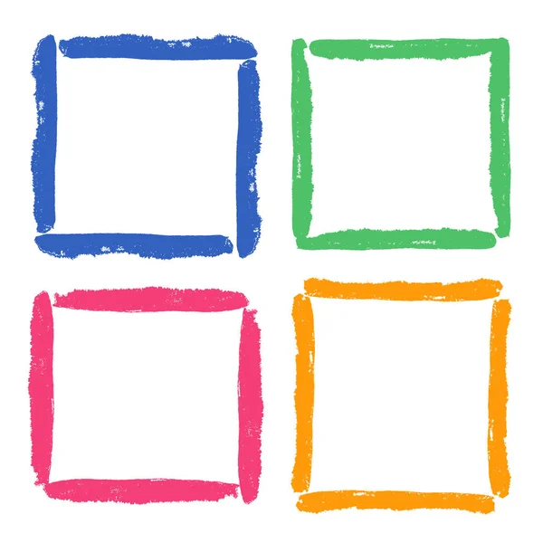 五颜六色的框架集 有趣明亮的手绘设计元素 画笔艺术笔画像丙烯酸油漆纹理 矢量简单的格格背景 面积或复制空间 — 图库矢量图片