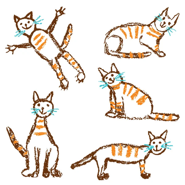 ดแมวท แดงตลก ยนข งเหม อนม อของเด กวาดศ ลปะคล กแมวน ชอล — ภาพเวกเตอร์สต็อก
