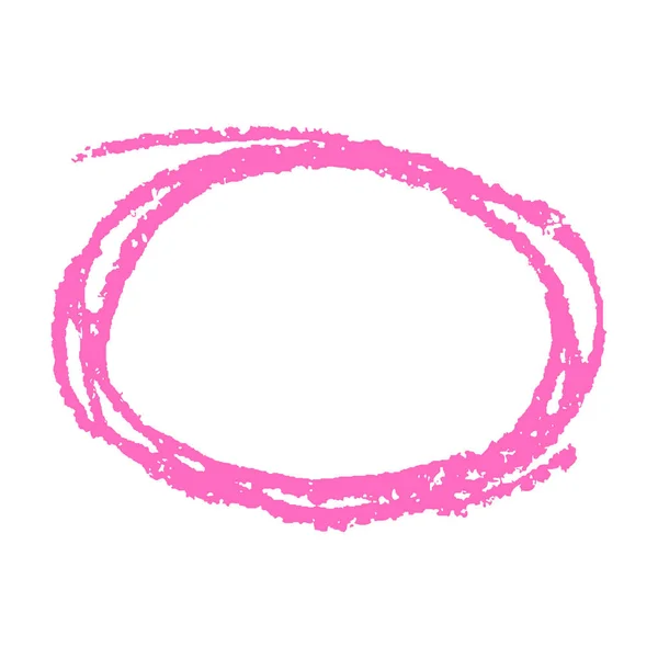 粉红色圆形复制空间或框架 具有柔和明亮的颜色椭圆形式 手绘艺术粗笔画椭圆形图 矢量蜡笔 粉笔或铅笔球体纹理抽象时尚消息背景 — 图库矢量图片