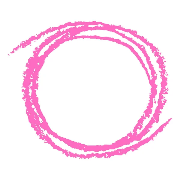 粉红色圆形复制空间或框架与柔和的亮色圆圈形式 手绘艺术粗笔画图 矢量蜡笔 粉笔或铅笔球体纹理抽象时尚消息背景 — 图库矢量图片