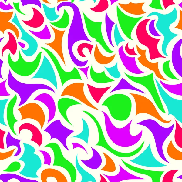 疯狂的鲜活生动的色彩抽象无缝图案背景 流线型波浪光彩夺目的矢量简单工艺色彩抽象浮华质感 — 图库矢量图片