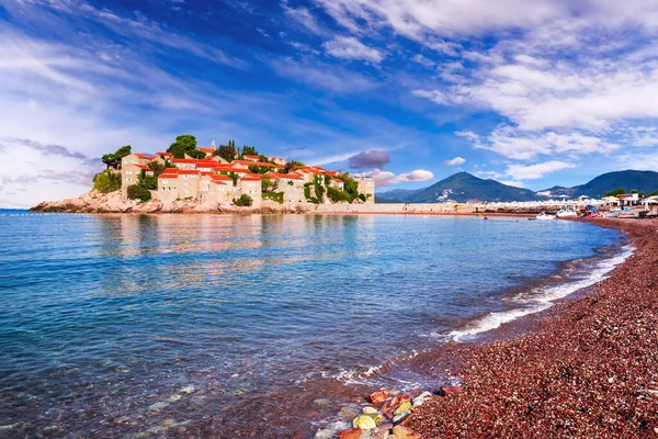 Isla Sveti Stefan Budva Montenegro Encantadora Isla Del Mar Adriático — Foto de Stock