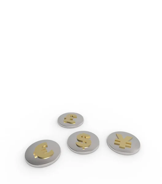 Monedas Con Imágenes Monedas Diferentes Países Aisladas Sobre Fondo Blanco — Foto de Stock