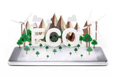 Güvenli enerji kavramı nasıl / veri. 3D çizim.