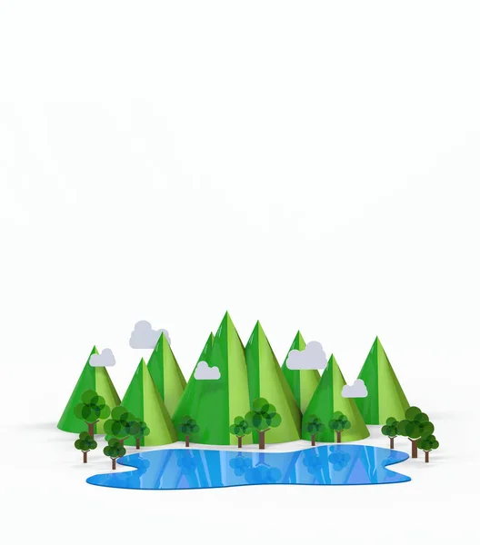 自然風景 白い背景で隔離の木 イラストレーション — ストック写真