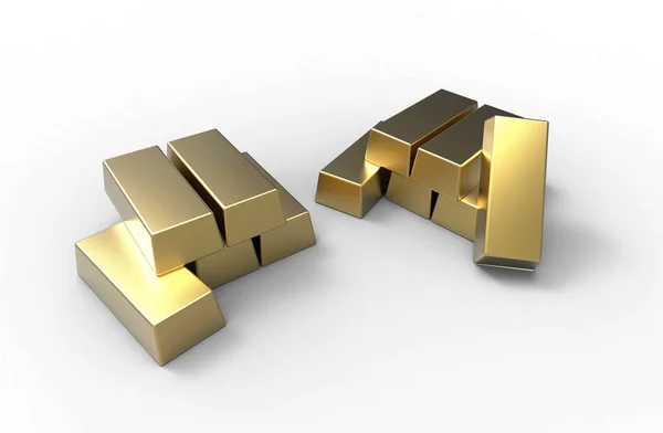 Gold Bars Isolated White Background Rendering — Stock Photo, Image