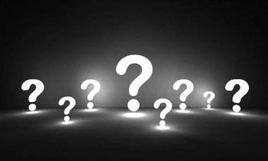 Soru işareti simgesini dark.3d illüstrasyon kızdırma Grup.