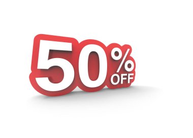 Satılık etiket numarası için % 50 indirim yükselme. 3D çizim
