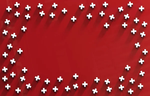 组红色十字图标背景 — 图库照片