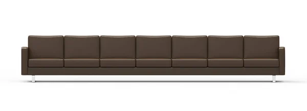 Bardzo Długi Brązowy Skórzany Sofa Białym Tle Renderowania — Zdjęcie stockowe