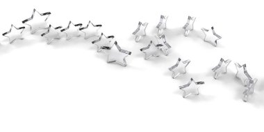 Grup üzerinde beyaz background.3d işleme izole cam yıldız.