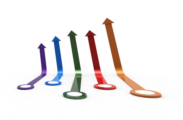 Colorful arrow. Growing business concept.3D rendering.