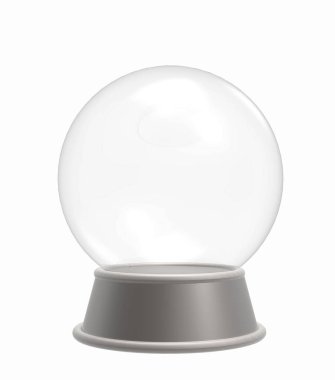 Kristal top boş / beyaz arka plan üzerinde izole küre kar. 3D çizim.