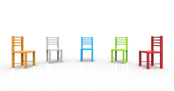 Sedie Colorate Isolate Sfondo Bianco Significa Incontrare Dovere Discutere Illustrazione — Foto Stock