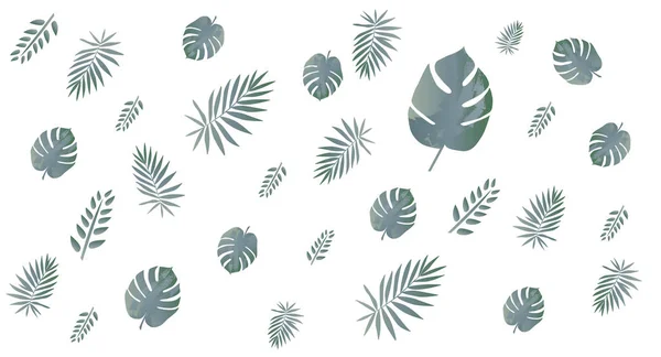 Tropisch groene blad patroon achtergrond — Stockvector