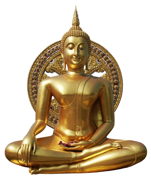 Estátua de Buda no templo púbico da Tailândia. Isolado em fundo branco com caminho de recorte . — Fotografia de Stock