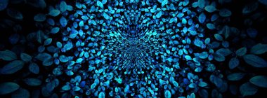 Tropikal siyah ışık parlayan yaprakları.