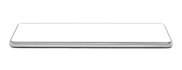 Порожній екран Довгий мобільний телефон ізольований на білому тлі з — стокове фото