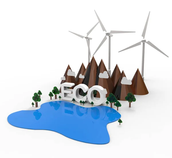 Eco natuur landschap, hernieuwbare energie. Illustratie — Stockfoto