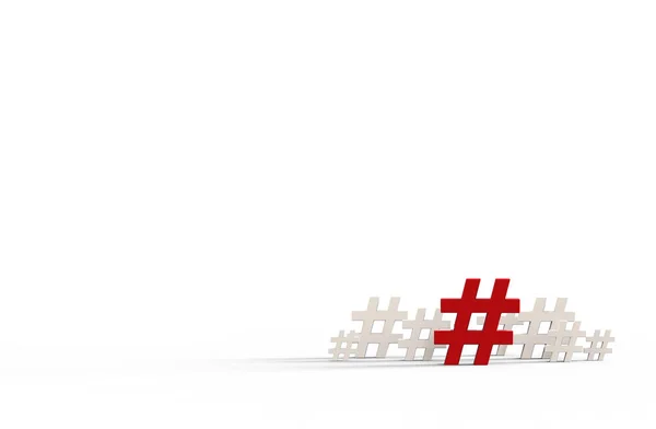 Grupo de icono de hashtag aislado sobre fondo blanco. Ilustración 3D — Foto de Stock