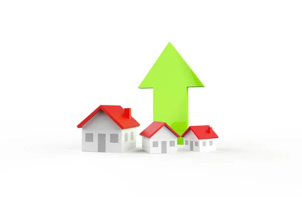 Crecimiento Del Negocio Inmobiliario Con Flecha Verde Ilustración — Foto de Stock