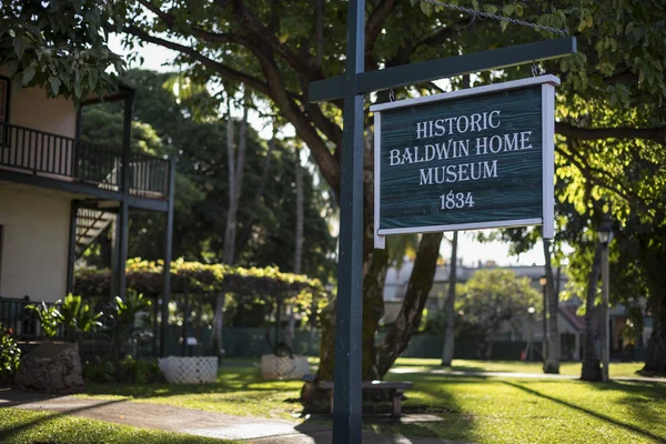 Lahaina, Maui, Hawaii / Amerika Birleşik Devletleri - 19 Şubat 2018: Lahaina Town, Maui, Hawaii tarihi Baldwin eve Müzesi işareti