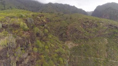 Tenerife, İspanya - 18 Mayıs 2018: Rocky Dağları'nın hava görünümünde cehennem gorge, Kanarya Adaları. 4 k dron yukarıdan vurdu.