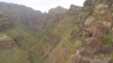 Tenerife, İspanya - 18 Mayıs 2018: Rocky Dağları'nın hava görünümünde cehennem gorge, Kanarya Adaları. 4 k dron yukarıdan vurdu.