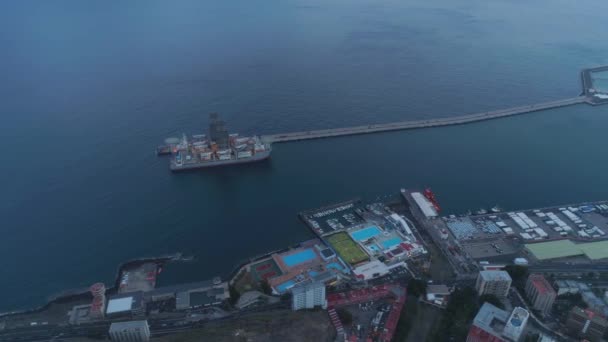 Santa Cruz Tenerife Spain May 2018 Aerial View Port Беспилотник — стоковое видео