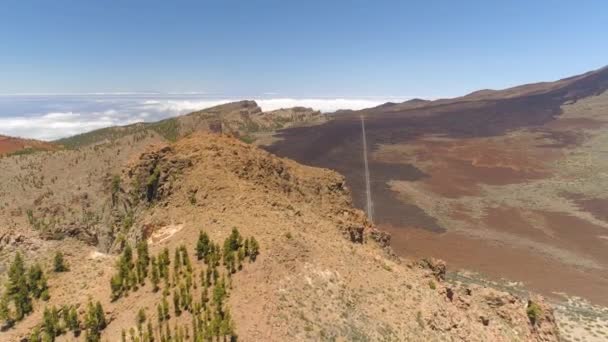 Vista Aérea Parque Nacional Teide Voo Sobre Montanhas Lava Endurecida — Vídeo de Stock