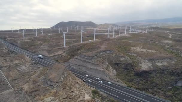 Tenerife Kanarya Adaları Spanya Yel Değirmenleri Yüksekliği Hava Manzara Atış — Stok video