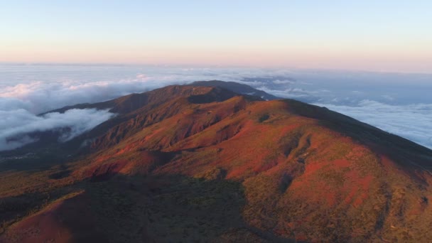 Letecký Pohled Národní Park Teide Let Nad Hory Mraky Ztvrdlá — Stock video