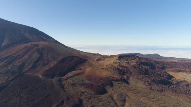 Luchtfoto Van Teide Nationaal Park Vlucht Bergen Geharde Lava Tenerife — Stockvideo