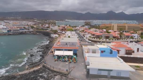 Tenerife Caleta Spanya Mayıs 2018 Atlantik Okyanusu Havadan Görünümü Kayalık — Stok video