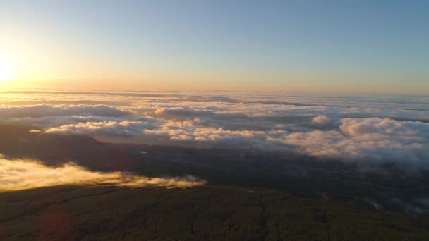 Letecký Pohled Národní Park Teide Let Nad Hory Mraky Ztvrdlá — Stock video