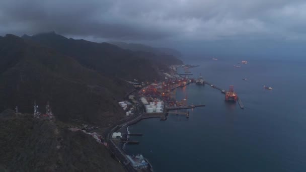 Santa Cruz Tenerife Espanha Maio 2018 Vista Aérea Porto Drone — Vídeo de Stock