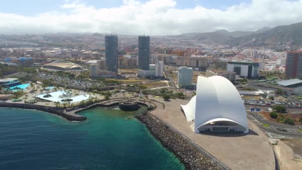 Santa Cruz Tenerife Spain Mei 2018 Pandangan Udara Auditorio Tenerife — Stok Video