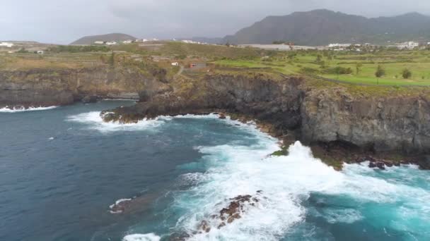 Пташиного Польоту Скелі Атлантичним Океаном Тенеріфе Drone Вистрілив Згори Canarias — стокове відео