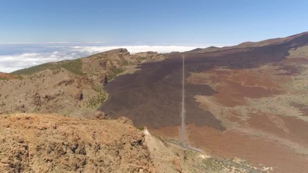 Veduta Aerea Del Parco Nazionale Del Teide Volo Sulle Montagne — Video Stock
