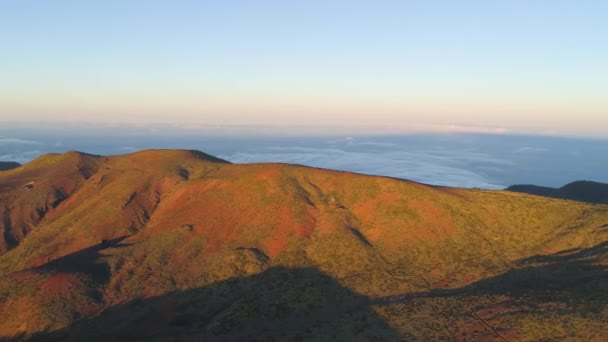 Vue Aérienne Parc National Teide Vol Dessus Des Montagnes Nuages — Video