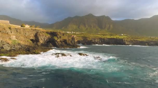 Vue Aérienne Des Falaises Océan Atlantique Sur Tenerife Tir Drone — Video