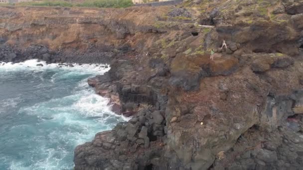 Tenerife Spanien Maj 2018 Flygfoto Klippiga Kusten Atlanten Och Och — Stockvideo