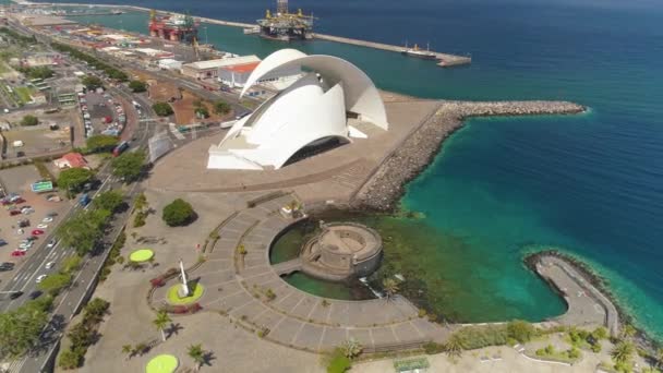 Santa Cruz Teneriffa Spanien Mai 2018 Luftaufnahme Des Auditorio Tenerife — Stockvideo