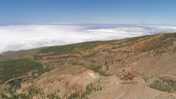 Veduta Aerea Del Parco Nazionale Del Teide Volo Sulle Montagne — Video Stock