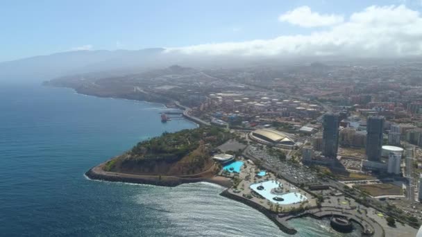 Santa Cruz Tenerife Spanje Mei 2018 Luchtfoto Van Een Centrum — Stockvideo