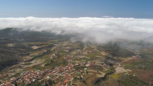 Вид Маленького Містечка Тенеріфе Політ Над Хмарами Сонячний День Іспанія — стокове відео
