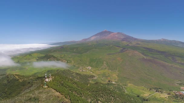 Flygfoto Över Bergen Från Ovan Teneriffa Nära Vulkaniska Berget Teide — Stockvideo
