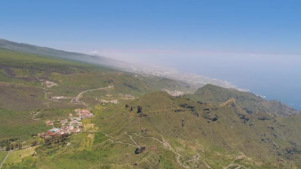 Letecký Pohled Sopečnou Horu Teide Tenerife Mraky Národním Parku Ostrovy — Stock video