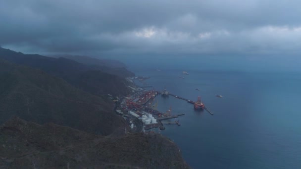 Santa Cruz Tenerife Spanien Maj 2018 Flygfoto Över Port Drone — Stockvideo